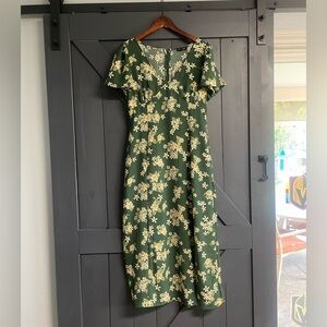 Blu Pepper Green Maxi Dress with Cream Floral Print